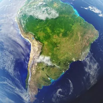 3D rendering Earth close-up view, top view. Near Space. Planet earth from the 스톡 일러스트