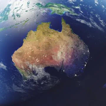 3D rendering Earth close-up view, top view. Near Space. Planet earth from the 스톡 일러스트