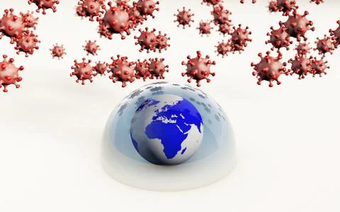 3d rendering of the earth protected from the virus Stock Illustration