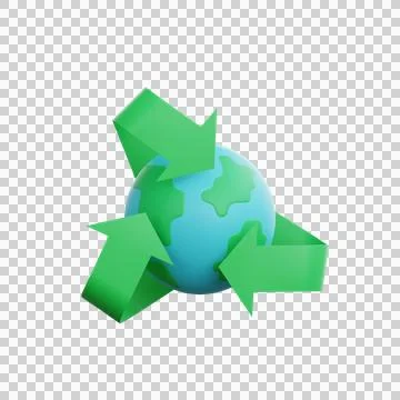 3d rendering earth with recycle icon ecology concept Stock Illustration