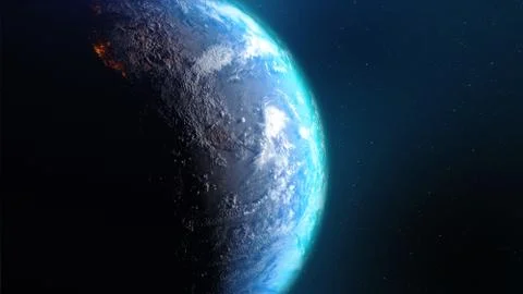 3D Rendering earth with world map hot terrain cloud and water against the spa Illustrazione stock