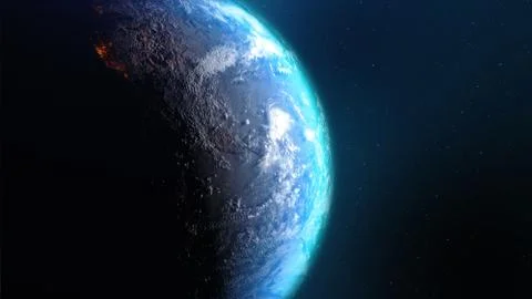 3D Rendering earth with world map hot terrain cloud and water against the spa Stock Photos