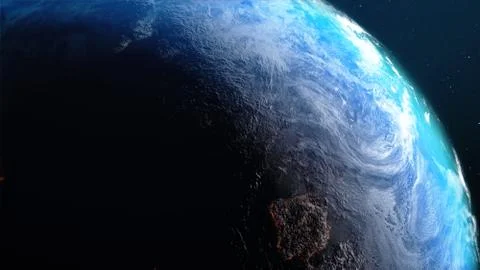 3D Rendering earth with world map hot terrain cloud and water against the spa Stock Photos