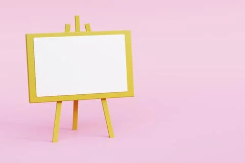 3d rendering of easel on pink background Stock Photos