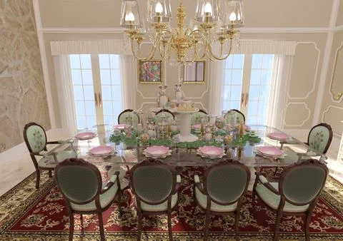 3D Rendering Easter Brunch Stock Illustration