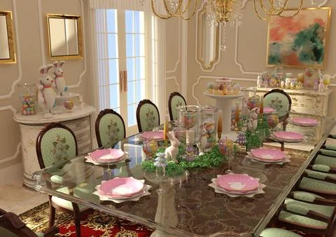 3D Rendering Easter Brunch Stock Illustration