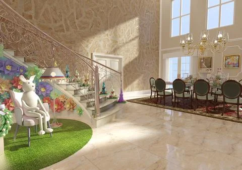 3D Rendering Easter Brunch Stock Illustration