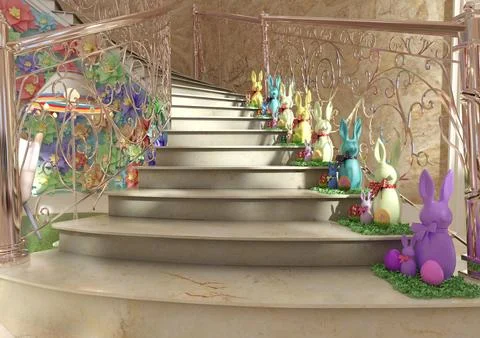 3D Rendering Easter Brunch Stock Illustration