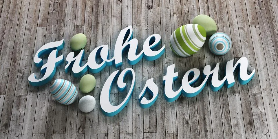 3d rendering of Easter eggs on wooden background Stock Illustration