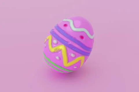3D Rendering Easter painted egg with beautiful pattern. Holiday elements isol Stockillustratie