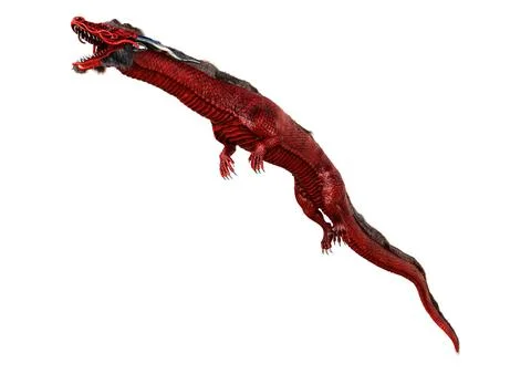 3D Rendering Eastern Dragon on White Illustrazione stock