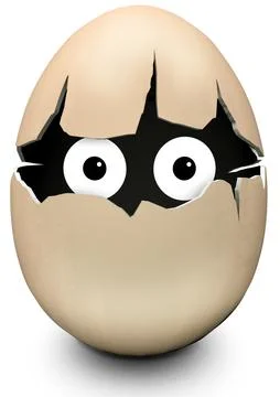 3D rendering of a egg with outlooking eyes Stock Illustration