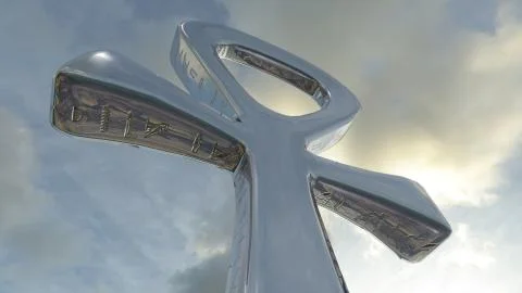 3D rendering egyptian silver ankh Stock Illustration