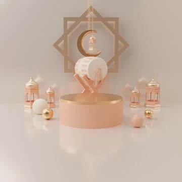 3d rendering Eid al fitr or ramadan podium display product sale banner social Illustrazione stock