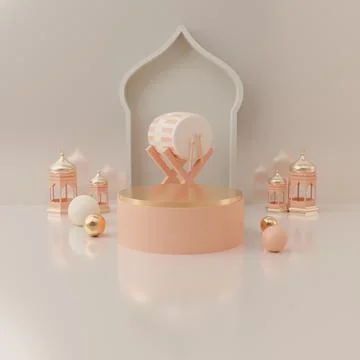 3d rendering Eid al fitr or ramadan podium display product sale banner social Stock Illustration