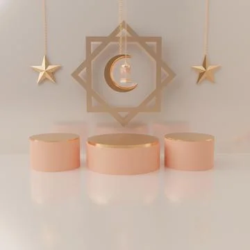 3d rendering Eid al fitr or ramadan podium display product sale banner social Stock Illustration