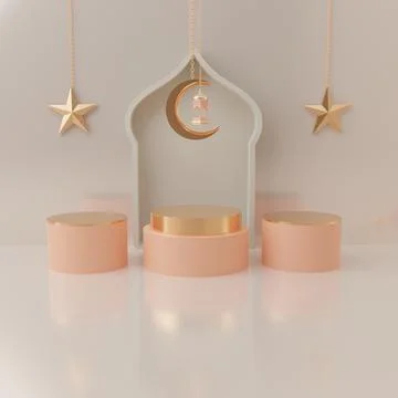 3d rendering Eid al fitr or ramadan podium display product sale banner social Stock Illustration