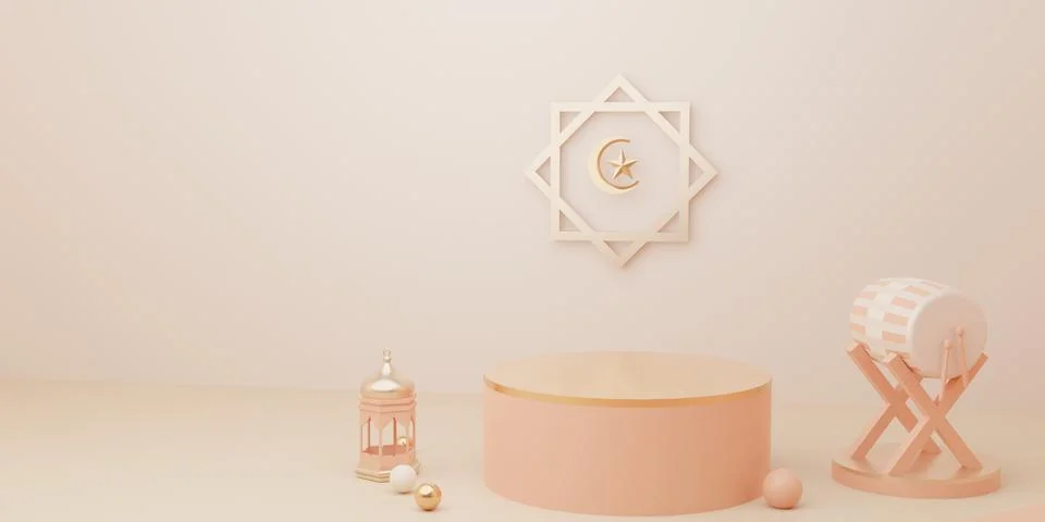 3d rendering Eid al fitr or ramadan podium display product sale banner social 스톡 일러스트