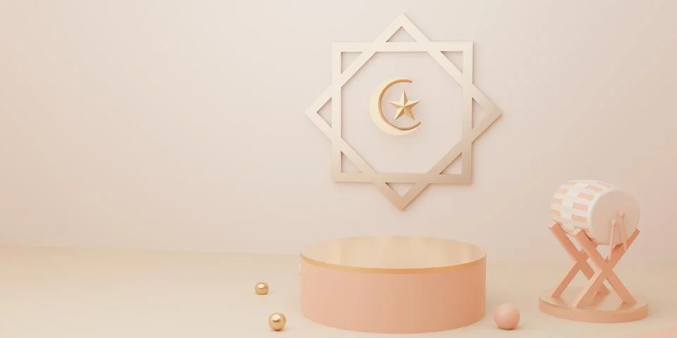 3d rendering Eid al fitr or ramadan podium display product sale banner social Stock Illustration