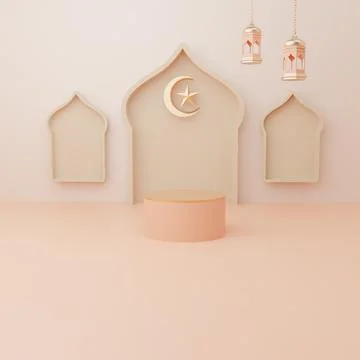 3d rendering Eid al fitr or ramadan podium display product sale banner social Stock Illustration