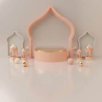 3d rendering Eid al fitr or ramadan podium display product sale banner social Stock Illustration