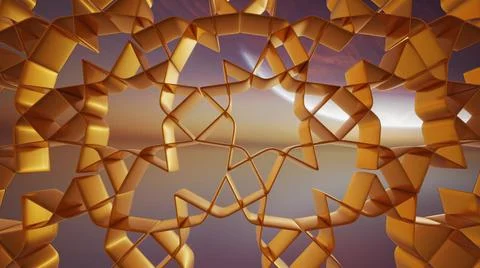 3d rendering Eid Mubarak Ramadan  art night mosque and crescent decorations Stock Illustration