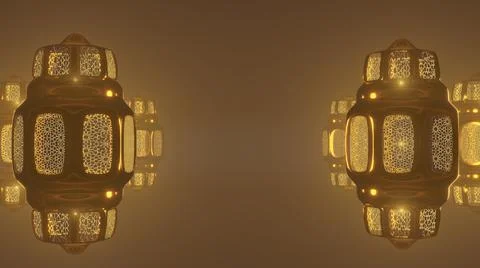 3d rendering Eid Mubarak Ramadan  art night mosque and crescent decorations Stock Illustration