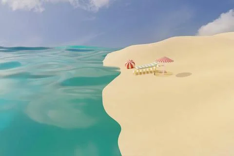 3D-Rendering eines sommerlichen Strandes mit Meer 3D render of summer time... Stock Photos