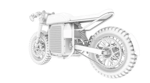 3D rendering of an electric motorcycle motor bike computer model on white 스톡 일러스트