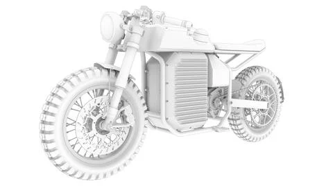 3D rendering of an electric motorcycle motor bike computer model on white イラスト素材