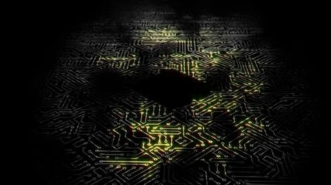 3D rendering of an electrical pulse in a microcircuit Illustrazione stock