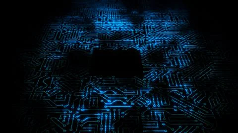 3D rendering of an electrical pulse in a microcircuit 库存插图