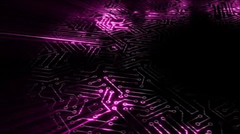 3D rendering of an electrical pulse in a microcircuit 库存插图