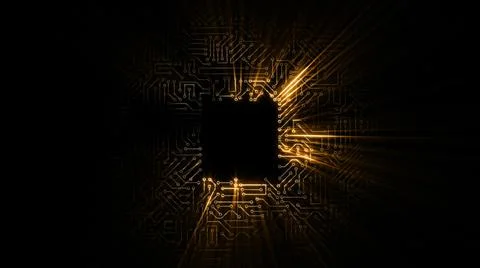 3D rendering of an electrical pulse in a microcircuit 库存插图