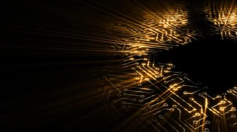 3D rendering of an electrical pulse in a microcircuit 库存插图