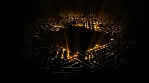 3D rendering of an electrical pulse in a microcircuit イラスト素材