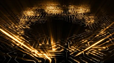 3D rendering of an electrical pulse in a microcircuit Illustrazione stock