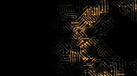 3D rendering of an electrical pulse in a microcircuit 库存插图