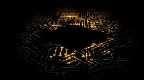 3D rendering of an electrical pulse in a microcircuit 库存插图