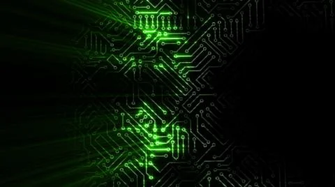 3D rendering of an electrical pulse in a microcircuit 库存插图
