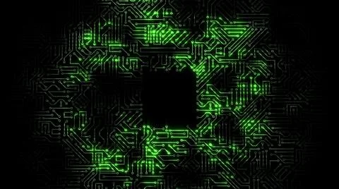3D rendering of an electrical pulse in a microcircuit 库存插图