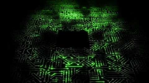 3D rendering of an electrical pulse in a microcircuit 库存插图
