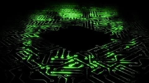 3D rendering of an electrical pulse in a microcircuit 库存插图
