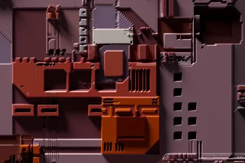 3D rendering of electronic surface sci fi background. Stock Illustration