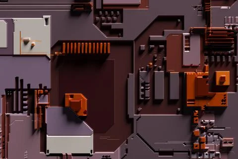 3D rendering of electronic surface sci fi background. Stock Illustration