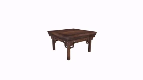 3D rendering of an elegant wooden table in a minimalist setting Stock Footage 297584553