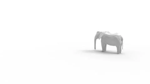 3d rendering of an elephant isolated in white studio background Illustrazione stock