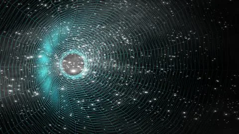 3d rendering of embossed mesh representing galaxy connections Stock Illustration