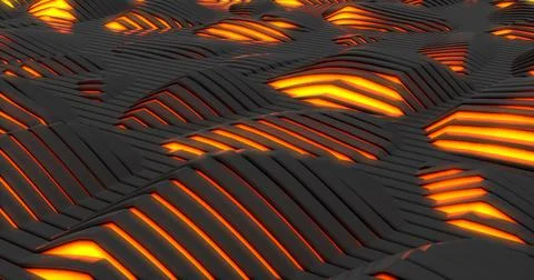 3d rendering. Embossed surface of foam strips of peaks and troughs. Neon ligh Stock Illustration