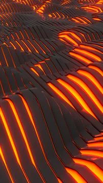 3d rendering. Embossed surface of foam strips of peaks and troughs. Neon ligh Stock Illustration